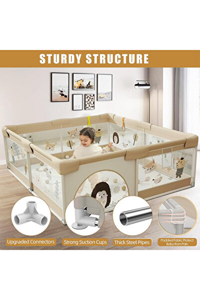 OEM Țarc De Joacă Pentru Copii, 150x180 Cm, 60 Bile Colorate, 2 Inele De Sust...