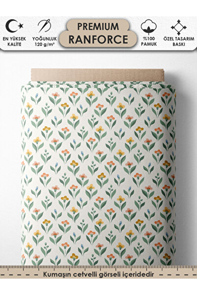 FabricsTown %100 Pamuk Ranforce Kumaş 100x240 cm 120 g/m² Dijital Baskı Premi...