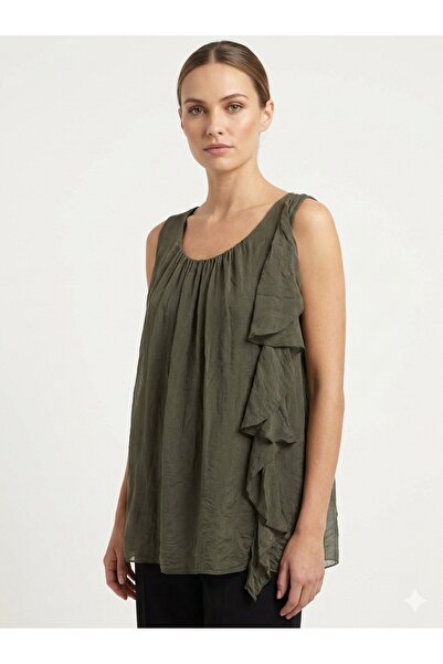 della moor Ιταλικό Χακί με μανίκια μηδέν και βολάν μπροστά A Με φόδρα İ Μετάξ...