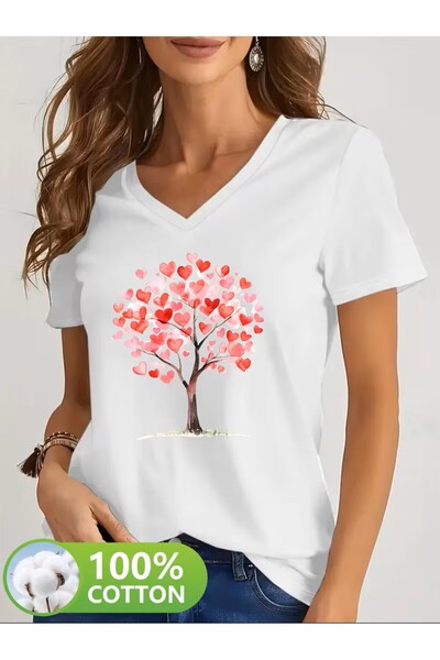 H&GHAMLEGİYİM με τύπωμα T-shirt, κοντομάνικο με λαιμόκοψη σε σχήμα V, καθημερ...