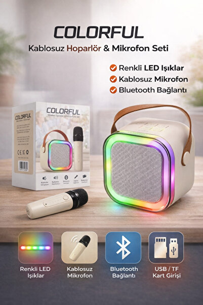 Trendhane Karaoke Mikrofonlu Kablosuz Bluetooth Hoparlör 5 Ses Efektli Rgb Hd...