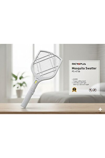 Micro Plus مضرب ناموس كهربائي من MICROPLUS بجهد 2500 فولت، آمن وفعال للتخلص م...