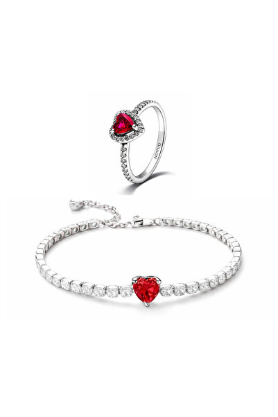 NOVVO Set bijuterii Inel si Bratara Red Heart