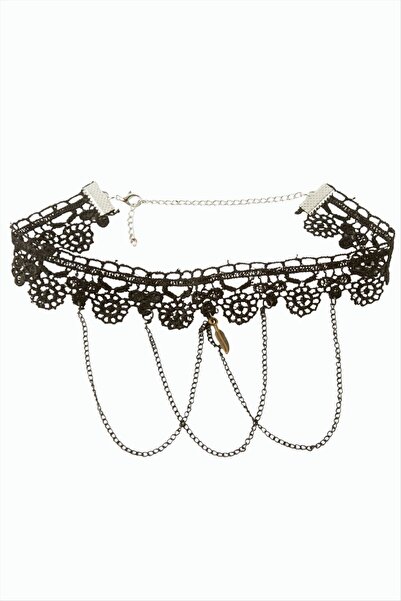Marsilyan Leaf Chain Dangle Lace Necklace Ilkel-Bjt940