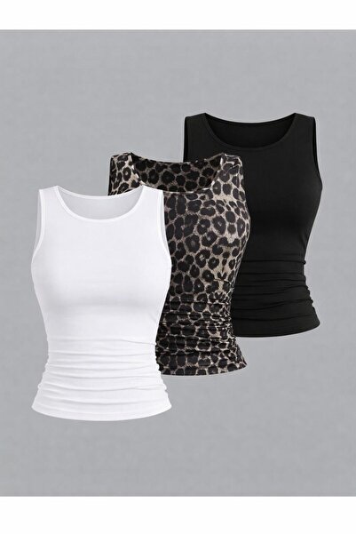 Machetta Women's Halter Neck Sleeveless 3-Pack Stretch Fabric Basic Blouse