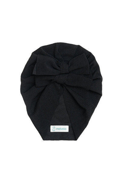 melvelo Baby turban with two bows, cotton, Melvelo, Rice - Black 0-2 years
