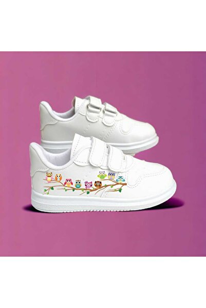 lias desing baykuş ağaç cu imprimeu pantofi sport pentru copii cu bandă albă ...