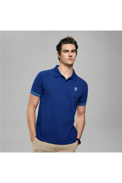 Giordano Men’s Cotton Slim Performance Polo with Small Lion Embroidery
