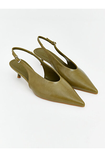 LC Waikiki حذاء بكعب نسائي أخضر بمقدمة مدببة