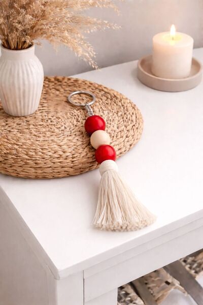Rosina Wooden Keychain Bohemian Tasseled