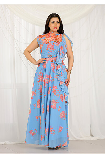 Opera Fashion فستان أنيق بنقشة زهور مع تصميم ناعم