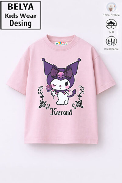 Belya Kids Wear Trend Design Kuromi35 Girl's Cotton Fabric T-Shirt