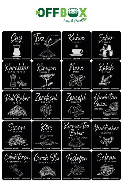OFFBOX 24 Pieces Anthracite 400 ml Storage Container Food Spice Container Set with 40 Labels and Leak-Proof Lids as a Gift