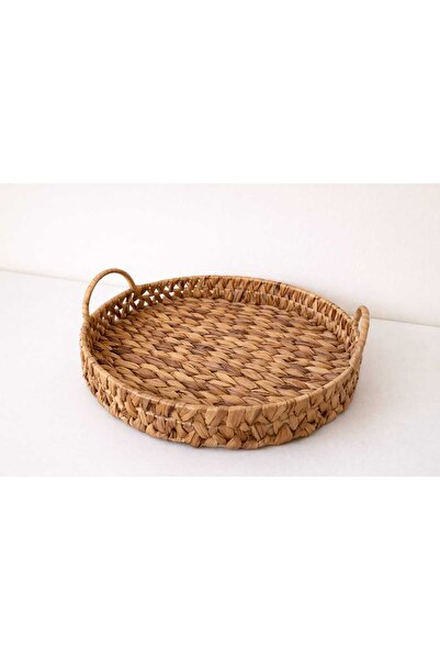 LEONEV Wicker Round Tray Water Hyacinth Weave