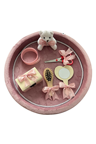 Your Baby Store Set tavita pentru taiere mot din catifea -roz prafuit cu ursulet
