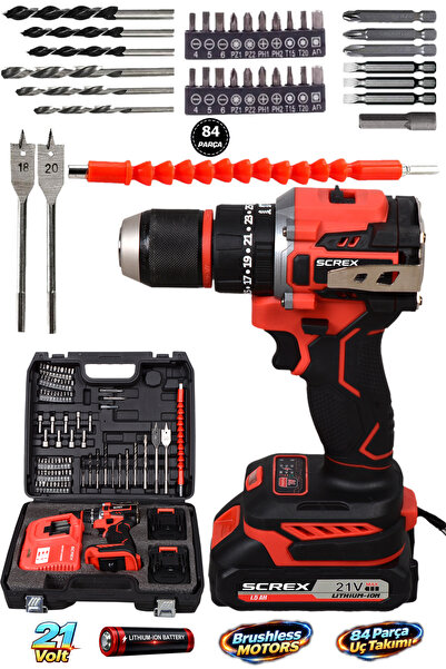 SCREX 21v Çift Akülü Vidalama Çelik Mandren Kömürsüz Motor Darbeli Şarjlı Matkap