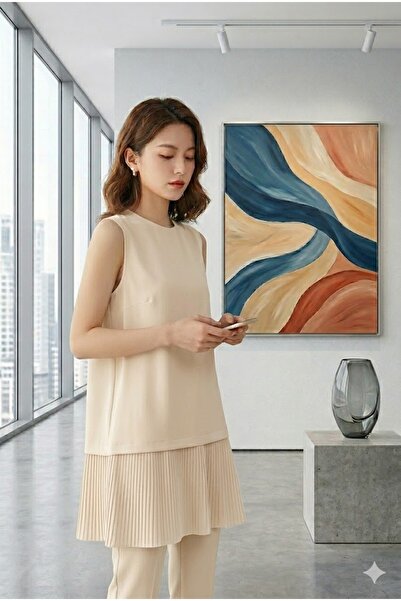 bellura Pliseli Sıfır Kol Modal İçlik