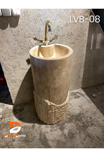 Dekordelisi Classic Traverten Patlatma Monoblok Mermer Lavabo LVB08