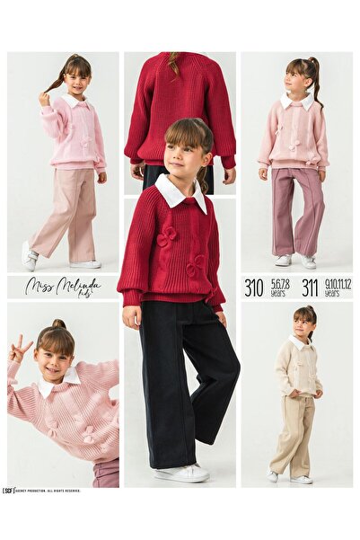 Melodikids DEVOJČIČIN CRVENI DŽEMPER I CRNE PANTALONE