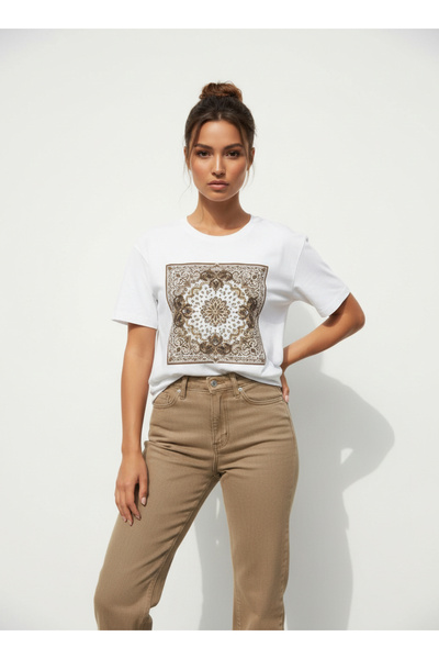 VETTA İşleme Detaylı Bisiklet Yaka T-shirt