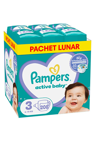 Pampers Cutie Active Baby XXL, nr. 3, Unisex, 6-10 kg, 208 bucăți