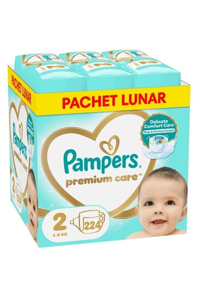 Pampers Cutie Premium Care XXL nr. 2, Unisex, 4-8 kg, 224 bucăți