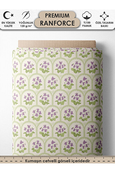 FabricsTown %100 Pamuk Ranforce Kumaş 100x240 cm 120 g/m² Dijital Baskı Premi...