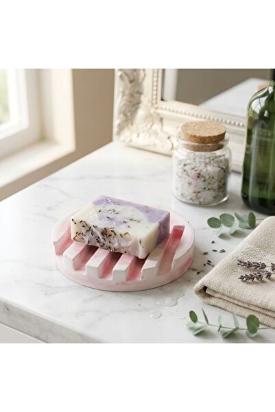 Fiyera Home Concrete Solid Soap Dish Wavy Pink