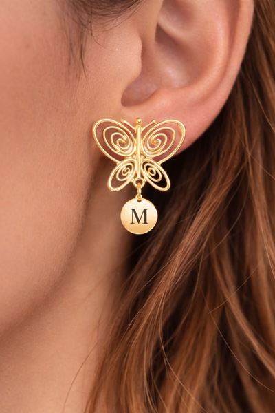 PRIME FASHİON Kişiye özel Füsun Kelebek Altın Kaplama Küpe Masumiyet Müzesi K...