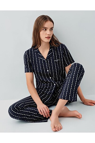 Pierre Cardin Women's Buttoned Short Sleeve Boxed Pajama Set – 50% Cotton 50%...