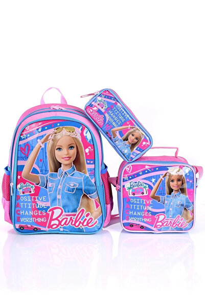 Barbie Kız Çocuk 3'lü Okul Seti - Sırt Çantası, Beslenme Çantası, Kalemlik