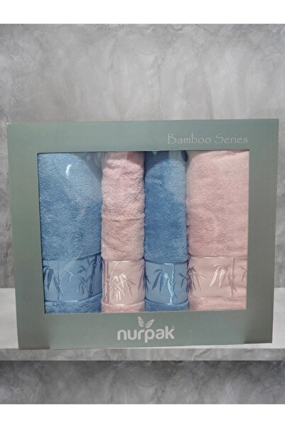 Nurpak Bamboo 4-Piece Boxed Bathroom Set 2 Pieces 50X90 and 2 Pieces 90X150 c...