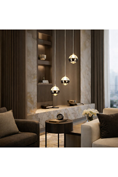 qwell 18W Compact LED Chandelier, Round, Gold, Pendant Ceiling Light, Luxury ...