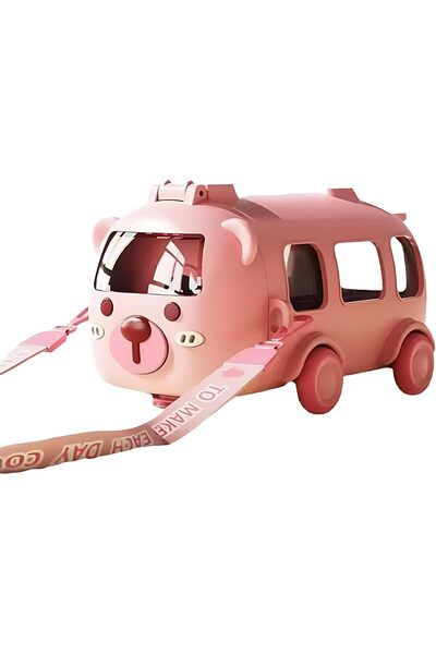 Twisoo Bus Design Water Bottle for Kid with Straw and Sticker