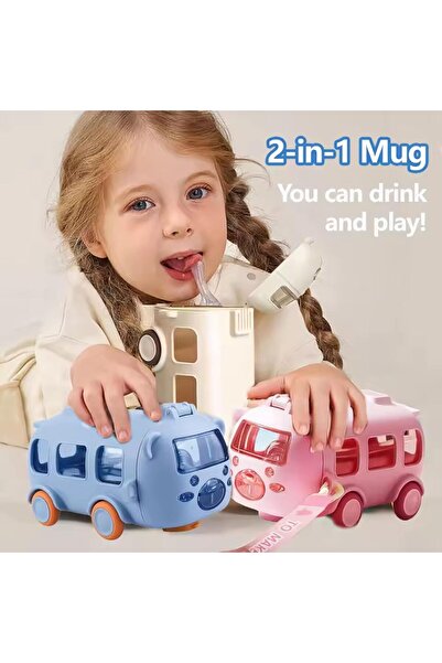 Twisoo Bus Design Water Bottle for Kid with Straw and Sticker