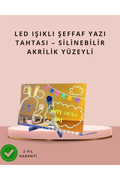 Epilons Led Işıklı Şeffaf Yazı Tahtası – Neon Etkili Akrilik Pano, Silinebili...