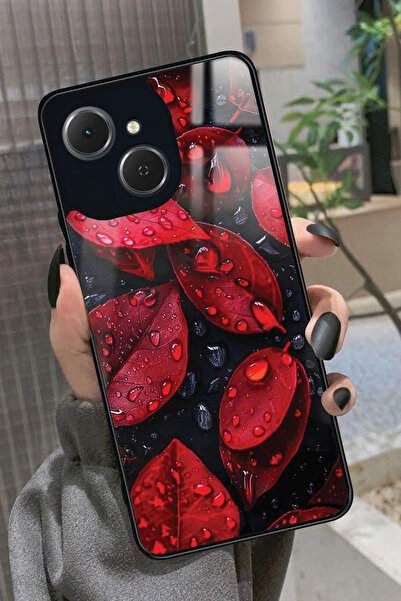 TECNO Spark 40C Uyumlu Kırmızı Yaprak Tasarımlı Glossy Premium Kılıf