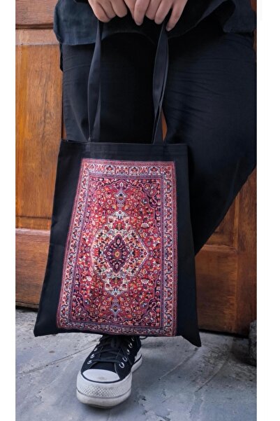 MİNELEŞARP34 مينيليشارب إيثليك ريد سجادة كليم نمط مطبوع حقيبة قطعة قماش خام 1...