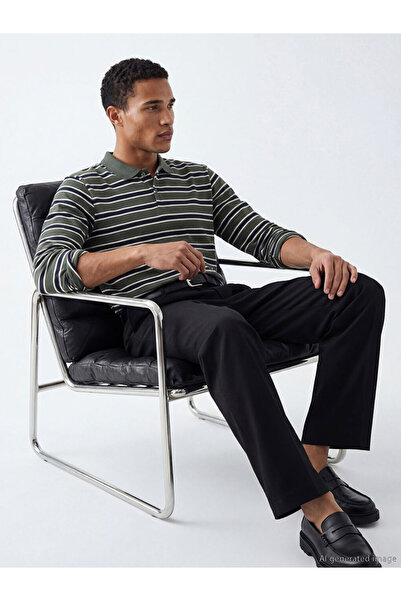 LC Waikiki Ανδρικό μπλουζάκι LCW Vision Green Polo με ριγέ γιακά