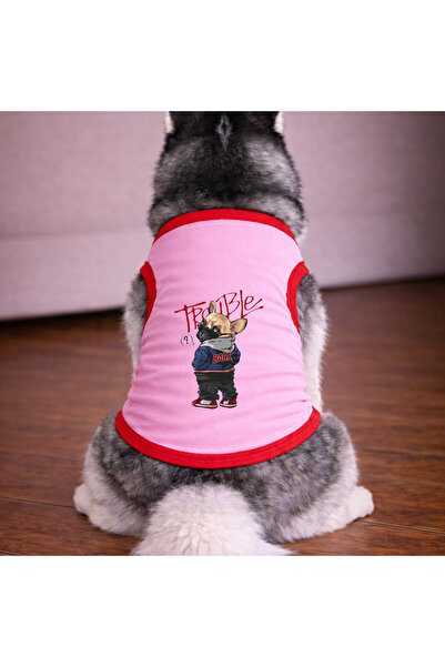 petite pati تيشيرت Pink Trouble Dog للكلاب (100% قطن ممشط قطن%) للسلالات الصغ...