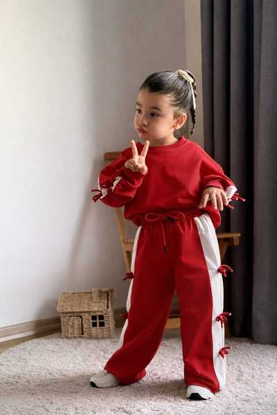CHİCKİDSWEAR Girl's Tracksuit Set with Stripe Detail