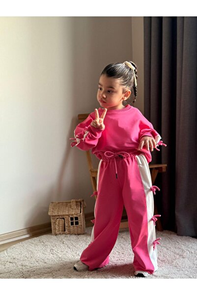 CHİCKİDSWEAR Girl's Tracksuit Set with Stripe Detail