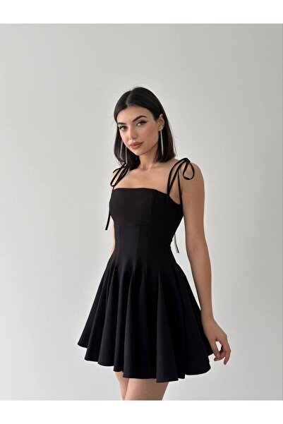 YURELİ Korsaj Üstlü Bağlamalı Askılı Mini Elbise