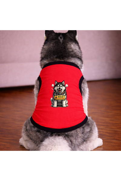 petite pati Red Can Bite Dog Tshirt Dog Outfit (100% Cotton Combed Cotton) Sm...