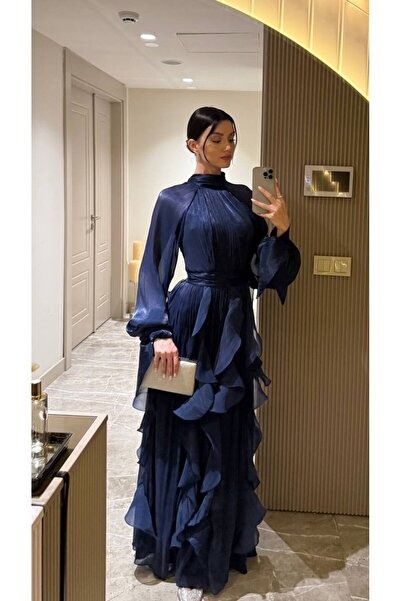 zoezoe Eli-s Straplez Volanlı Yırtmaçlı Janjan Şifon Abiye Elbise