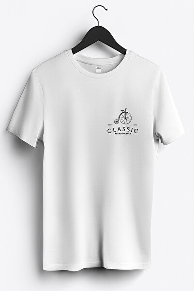 Bisikletçi Klasik Bisiklet Arma Baskılı Regular Sıfır Yaka %100 Pamuk Unisex Penye T-Shirt