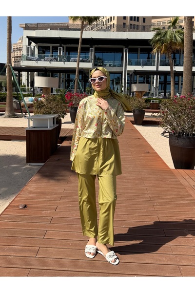 lurex moda Doha Parachute Fabric 3-Piece Fully Covered Hijab Swimsuit