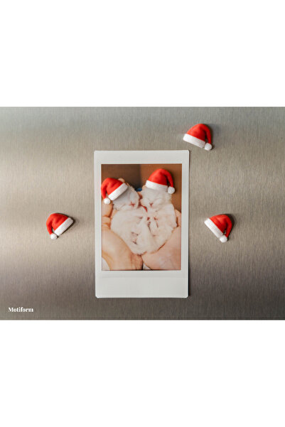 ADA 3D Yılbaşı Noel Baba Şapkası Fotoğraf Tutucu Minik Süs Buzdolabı Magneti