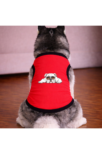 petite pati Red Cool Lazy Dog Tshirt Dog Apparel (100% Cotton Combed Cotton) ...