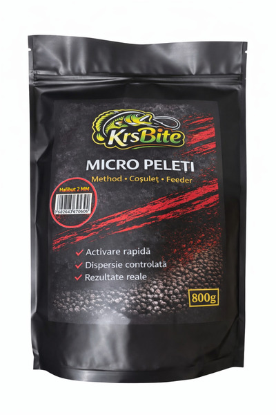 KrsBite Micro Peleti Halibut 2mm – 800g | Metodă, Coșuleț, Hrănitor